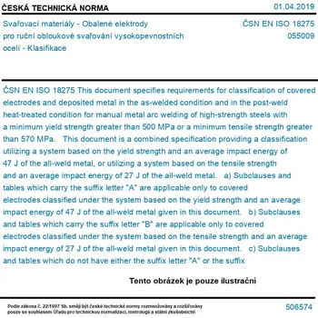 Příslušenství ke svářečce ČSN EN ISO 18275 - Svařovací materiály - Obalené elektrody pro ruční obloukové svařování vysokopevnostních ocelí - Klasifikace - Tisk
