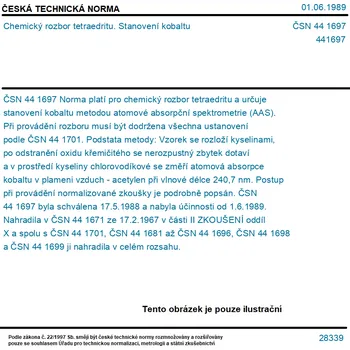 ČSN 44 1697 - Chemický rozbor tetraedritu. Stanovení kobaltu - Tisk