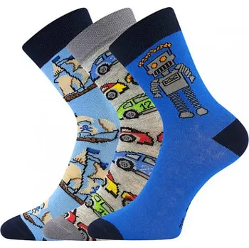 Dětské ponožky Boma 057-21-43 12/XII - balení 3 různé páry v barevném mixu mix A - kluk 25-29 (17-19)