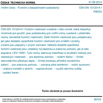 ČSN EN 13120+A1 - Vnitřní clony - Funkční a bezpečnostní požadavky - Tisk