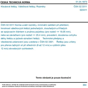 ČSN 02 3311 - Kloubové řetězy. Válečkové řetězy. Rozměry - Tisk