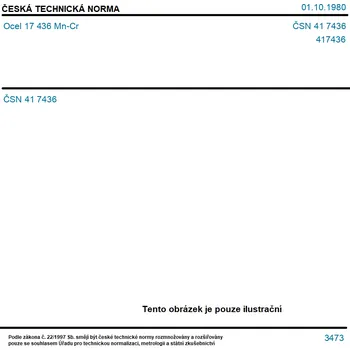 ČSN 41 7436 - Ocel 17 436 Mn-Cr - Tisk