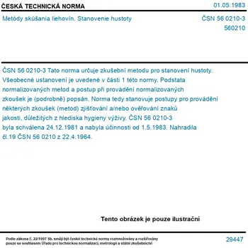 ČSN 56 0210-3 - Metódy skúšania liehovín. Stanovenie hustoty - Tisk