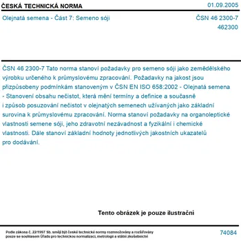 ČSN 46 2300-7 - Olejnatá semena - Část 7: Semeno sóji - Tisk