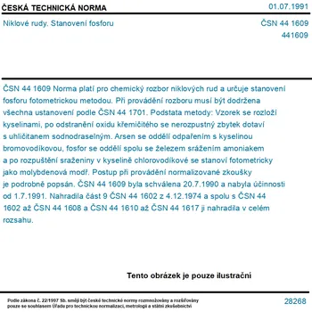 ČSN 44 1609 - Niklové rudy. Stanovení fosforu - Tisk