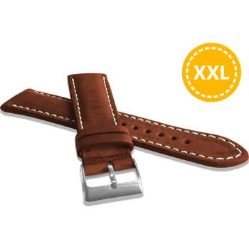 Hnědý kožený prodloužený řemínek LAVVU Nature z kůže Top Grain LSRXH Šířka řemínku: 22mm