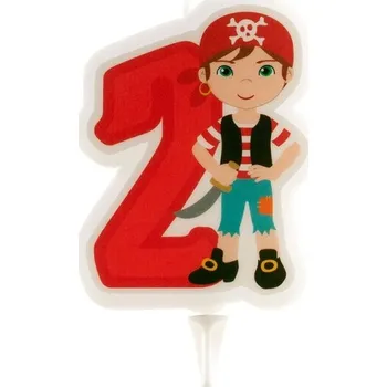Dortová svíčka Pirátská party - Svíčka dortová číslo 2 Pirát 7 cm