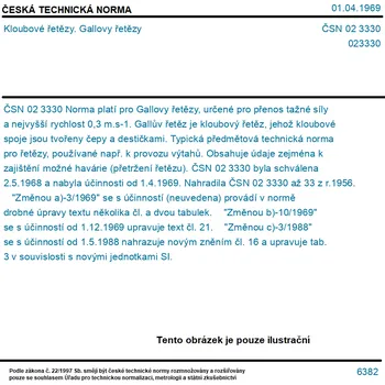 ČSN 02 3330 - Kloubové řetězy. Gallovy řetězy - Tisk
