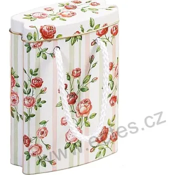 Dóza na potraviny ROSEN bílá plechová dóza taštička 3148 květy růží na stonku