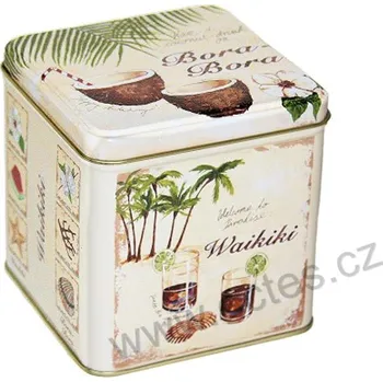 Dóza na potraviny BORA BORA béžová plechová dóza 2837 palmy a koktejly na Waikiki