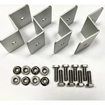 držák na solární panel Sada držáků pro uchycení panelu ALU (4 kusy hliníkových držáků + 8 sad nerez šroubů pro uchycení k hliníkovému rámu solárního panelu a podkladu)