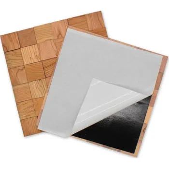 Wodewa TŘEŠEŇ 50, jednotlivé kusy 50 x 50 mm (0,0025 m²) nebo samolepící panel 300 x 300 mm (0,09 m²) - dřevěná mozaika 3D Broušený - olejovaný NA SAMOLEPÍCÍM PODKLADU