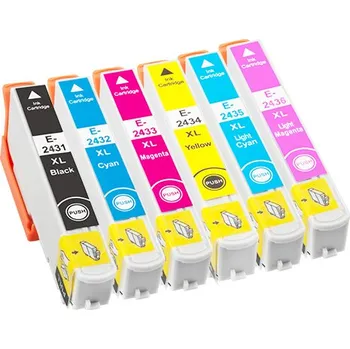 VybavKancl Epson T2438 - kompatibilní sada 6-ti cartridge, všechny barvy s čipy