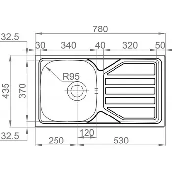 Nerezový dřez Set Sinks OKIO 780 + baterie Výpusť: 3 1/2"