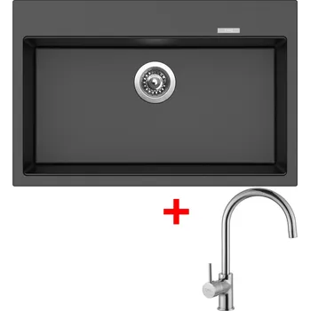 Granitový dřez Set Sinks MAXIMO 780 metalblack + VITALIA + Dárek