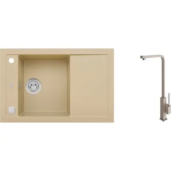 Granitový dřez Kuchyňský set Alveus FORMIC 30 + baterie AFRA Barva: béžová, Označení: Beige + Dárek