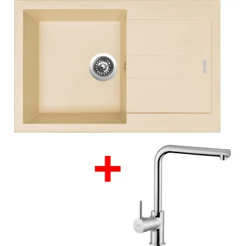 Kuchyňský dřez Set Sinks AMANDA 780 + baterie Barva: Písková, Baterie: ELKA, Označení: Sahara + Dárek