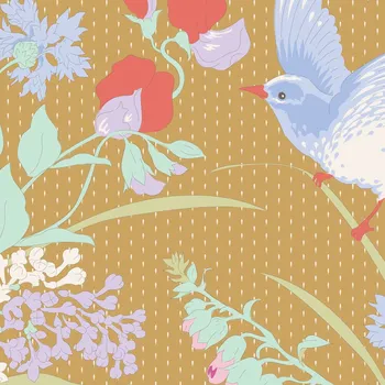 Tilda Fabrics Tilda Garden Life 999-469 Mustard květovaná bavlněná látka patchwork