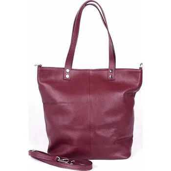 Kabelka Velká tmavěčervená kožená kabelka na rameno Borse in Pelle no. 777