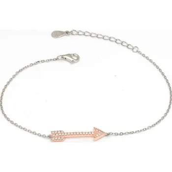 Náramek Dámský stříbrný náramek šíp se zirkony 17-20 cm STNA0501F