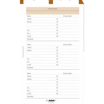 Diář Náplň do diáře ADK A5 provozní hodiny formulář