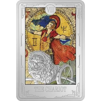 Stříbrná mince The Chariot (Vůz) 1 Oz 2022 (Tarotové karty) Color PROOF - (8.)