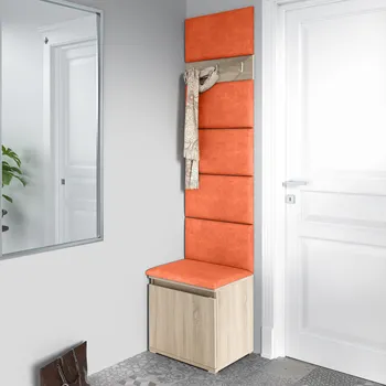 Předsíňová stěna Eka Předsíňová stěna s čalouněnými panely Trinity 7 - Sonoma / Oranžová 2317