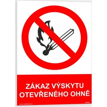 Zákaz výskytu otevřeného ohně Samolepka 148 x 210 mm (A5) tl. 0.1 mm - Kód: 08225