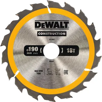 Pilový kotouč Pilový kotouč 190x1,7x30mm, 18 zubů DT1943 DeWALT