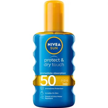Přípravek na opalování Nivea Sun Protect & Dry Touch neviditelný sprej na opalování SPF50 200 ml