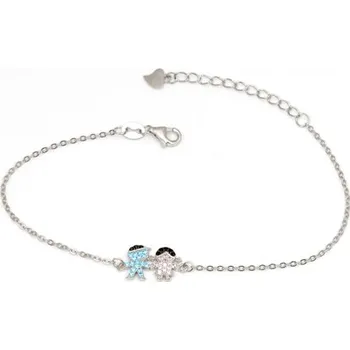 Náramek Dámský stříbrný náramek s chlapečkem a holčičkou 17-20 cm STNA0511F