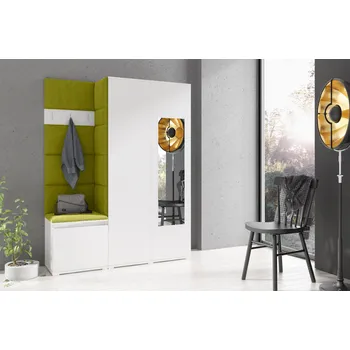 Předsíňová stěna Eka Předsíňová stěna s čalouněnými panely Trinity 11 - Bílá / Olivová 2312