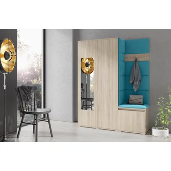 Předsíňová stěna Eka Předsíňová stěna s čalouněnými panely Trinity 11 - Sonoma / Azurová 2313