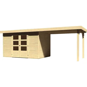 Zahradní domek Dřevěný domek Varianta: dřevěný domek KARIBU ASKOLA 4 + přístavek 280 cm (77733) natur LG1770