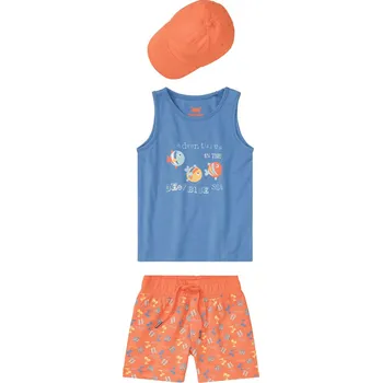 lupilu® Chlapecká letní souprava, 3dílná (86/92, oranžová/modrá)