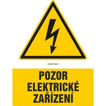 Pozor elektrické zařízení - samolepka 200 x 280 mm