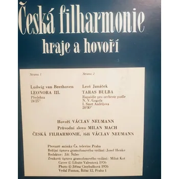 Česká hudba LP Česká filharmonie hraje a hovoří Varianta: Leonora III. / Taras Bulba