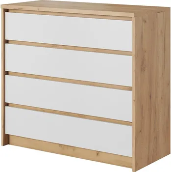 Komoda Xelo | komoda 93 | dub kraft zlatý/bílá