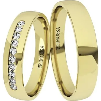 Prsten Primossa Klasický pánský snubní prsten a dámský eternity se zirkony Primossa, žluté zlato - vzor č. 1123 Dámský prsten: 47 mm, Pánský prsten: 59mm