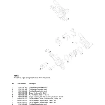 Brzdová hadice DISC BRAKE CALIPER KIT - (INCLUDES PISTONS, SEALS & BLEED SCREWS) - ELIXIR (Elixir Caliper Service Kit, Qty 1)