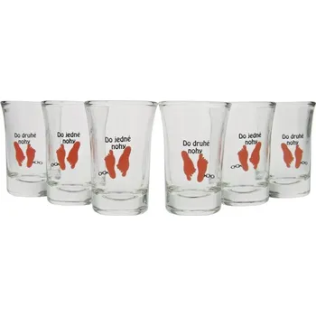 Sklenice Sada 6 odlivek - Do jedné nohy - do druhé nohy 0,04l (Šest vtipných panáků s nápisy)
