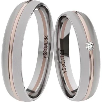 Prsten Primossa Komfortní snubní prsteny s drážkou Primossa, bílé a růžové zlato - vzor č. 1115 Dámský prsten: 48 mm, Pánský prsten: 75mm