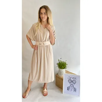 Dámské šaty Šaty letní dlouhé 0505 Itálie barva: béžová