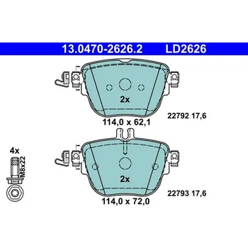 Brzdová destička Sada brzdových destiček, kotoučová brzda ATE 13.0470-2626.2