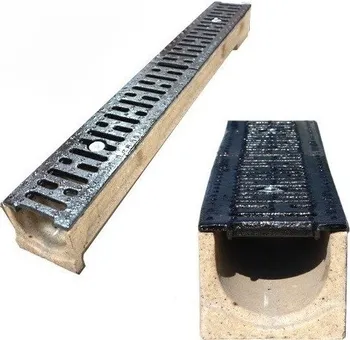 Odvodňovací žlab Bielbet Polymerbetonový odvodňovací žlab s litinovou mříží 1000 x 130 x 130 mm