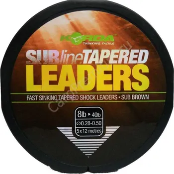 KORDA Subline Tapered Leader hnědý 0,28-0,50 mm/5x 12 m