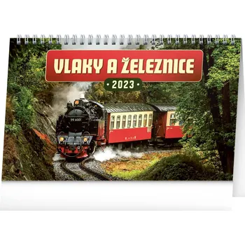 Kalendář Presco Group Stolní kalendář Vlaky a železnice 2023