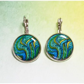 Náušnice s pevným lůžkem - Modrá tráva