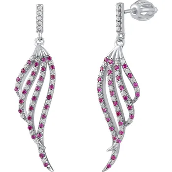 Náušnice Stříbrné visací náušnice s růžovými a čirými Brilliance Zirconia MW01861RW