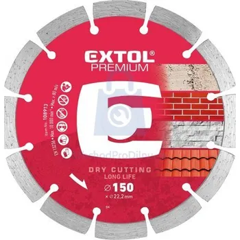 Řezný kotouč Kotouč řezný diamantový, segmentový, Long Life, EXTOL PREMIUM 125 x 22,2 x 2,2 mm, 12200 rpm, balení 1 ks